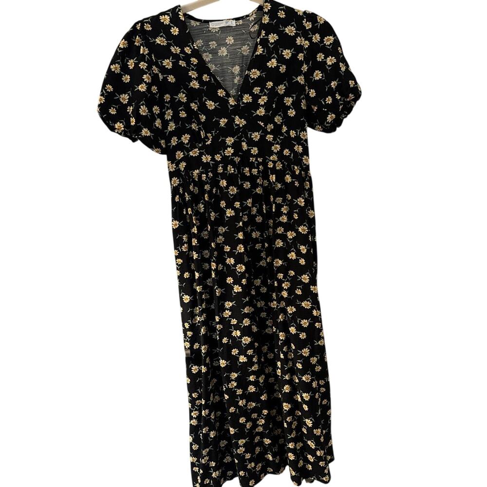 Primark Black and Yellow Floral Dress